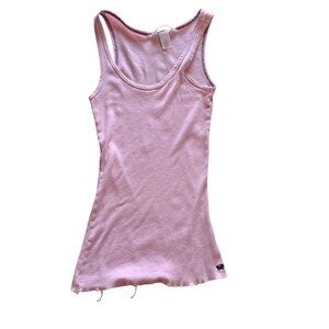 Y2K Aeropostale Pink Ribbed Tank Top With Embroidered Butterfly Women's Size M